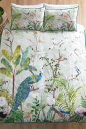 Soiree 'Peacock Jungle' 100% Cotton Sateen Duvet Cover Set in Green - Size: Super King - thumbnail 6