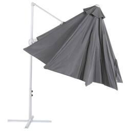 Wyld and Coco Garden Sun Parasol 295cm - Dark Grey Canopy White Pole 360° Swivel - thumbnail 5