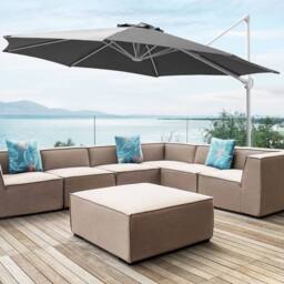 Wyld and Coco Garden Sun Parasol 295cm - Dark Grey Canopy White Pole 360° Swivel - thumbnail 1