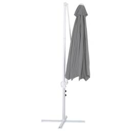 Wyld and Coco Garden Sun Parasol 295cm - Dark Grey Canopy White Pole 360° Swivel - thumbnail 6