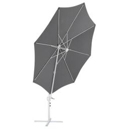 Wyld and Coco Garden Sun Parasol 295cm - Dark Grey Canopy White Pole 360° Swivel - thumbnail 4