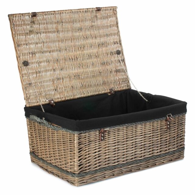Red Hamper 72cm Antique Wash Rope Handled Trunk Picnic Basket in Taupe - image 1