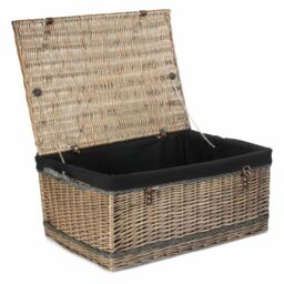 Red Hamper 72cm Antique Wash Rope Handled Trunk Picnic Basket in Taupe - thumbnail 1