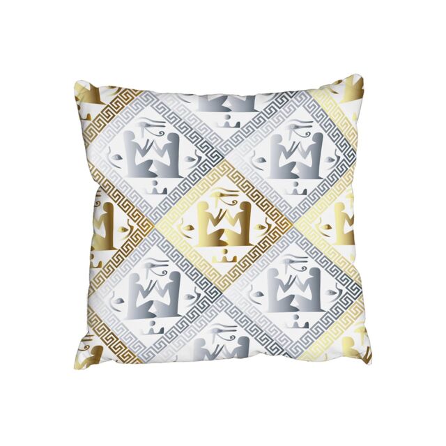 Benjamin Tate Design Cushions - Egyptian Hieroglyphs in Gold & Silver (Cushion)