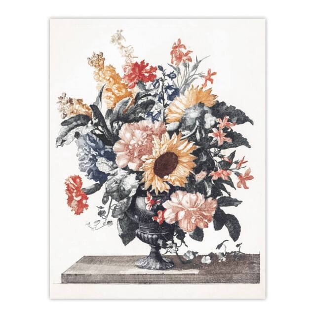 "Artery8 Stone Vase Bouquet With Sunflowers Teyler Wall Art Poster Print in White - Size: W24"" x H32""" - image 1