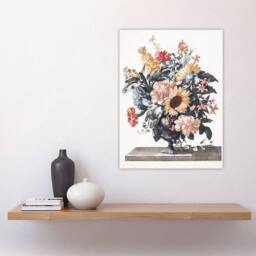 "Artery8 Stone Vase Bouquet With Sunflowers Teyler Wall Art Poster Print in White - Size: W24"" x H32""" - thumbnail 4