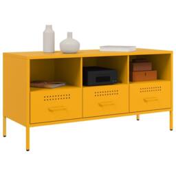 Berkfield Home TV Cabinet Mustard Yellow 100.5x39x50.5 cm Steel - thumbnail 4
