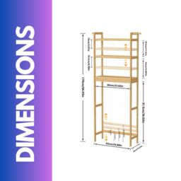 Pirlo Plush 3 Tier Bamboo Over Toilet Storage Unit in Brown - thumbnail 6