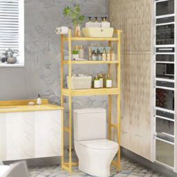 Pirlo Plush 3 Tier Bamboo Over Toilet Storage Unit in Brown - thumbnail 3