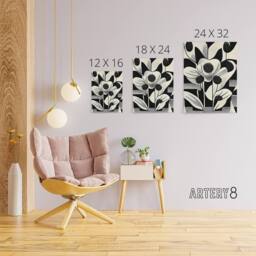 "Artery8 Abstract Flowers Floral Black White Canvas Wall Art Print - Size: W18"" x H24""" - thumbnail 4