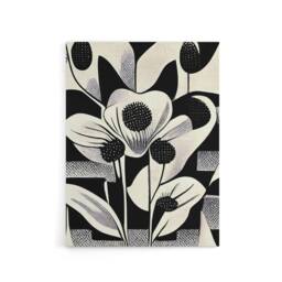 "Artery8 Abstract Flowers Floral Black White Canvas Wall Art Print - Size: W18"" x H24""" - thumbnail 1