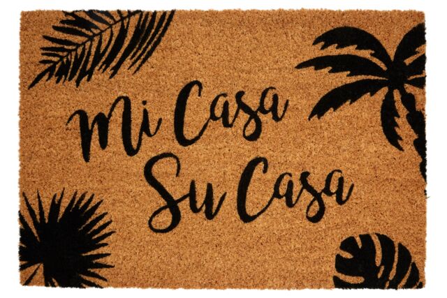 Orsina Mi Casa Su Casa' Doormat, Welcoming Coir Mat With Spanish Greeting & PVC Backing, Durable in Natural - Size: 100 cm diameter - image 1