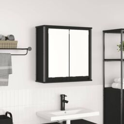 Berkfield Home Bathroom Wall Cabinet with Mirror Black Oak 60x21x60 cm - Size: 60 x 21 x 60 cm