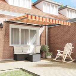 Berkfield Home Manual Retractable Awning Yellow & Orange 350x250 cm - thumbnail 3