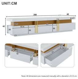 STILVORA TV Stand with Faux Marble Top & 3 Drawers in White - thumbnail 4
