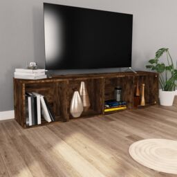 Berkfield Home Book Cabinet/TV Cabinet Smoked Oak 36x30x143 cm Engineered Wood in Brown - Size: 36 x 30 x 143 cm - thumbnail 1
