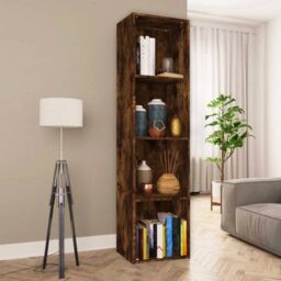 Berkfield Home Book Cabinet/TV Cabinet Smoked Oak 36x30x143 cm Engineered Wood in Brown - Size: 36 x 30 x 143 cm - thumbnail 3