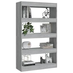 Berkfield Home Classic Book Cabinet/Room Divider Grey Sonoma 80x30x135 cm Engine - Size: 80 x 30 x 135 cm - thumbnail 4