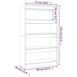 Berkfield Home Classic Book Cabinet/Room Divider Grey Sonoma 80x30x135 cm Engine - Size: 80 x 30 x 135 cm - thumbnail 7