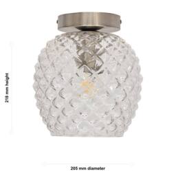 First Choice Lighting Set of 2 Baine - Textured Glass Satin Nickel Ceiling Light Fittings in Clear - thumbnail 6