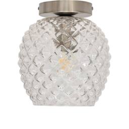 First Choice Lighting Set of 2 Baine - Textured Glass Satin Nickel Ceiling Light Fittings in Clear - thumbnail 2