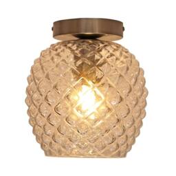 First Choice Lighting Set of 2 Baine - Textured Glass Satin Nickel Ceiling Light Fittings in Clear - thumbnail 3