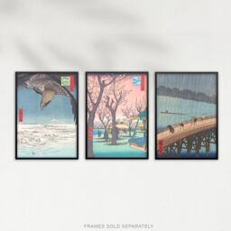 Artery8 Set of 3 Hiroshige Views of Edo Blue Green Japanese Wall Art Prints - Size: A3 - thumbnail 5