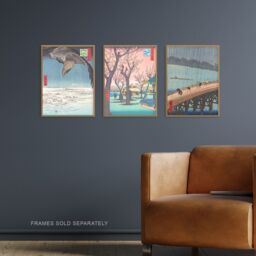 Artery8 Set of 3 Hiroshige Views of Edo Blue Green Japanese Wall Art Prints - Size: A3 - thumbnail 2