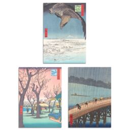 Artery8 Set of 3 Hiroshige Views of Edo Blue Green Japanese Wall Art Prints - Size: A3 - thumbnail 1