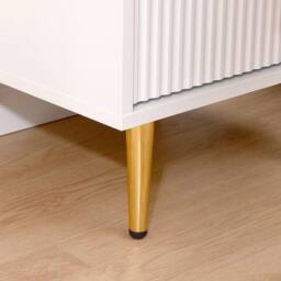 Moderna White MMT Bedside Table, 2 Drawers, White/Black with Gold Legs, 42cm Wide Chest - thumbnail 4