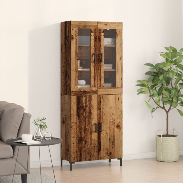 Berkfield Home Sideboard with Wall Cabinet Old Wood Engineered Wood in Brown - image 1