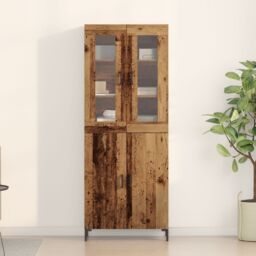 Berkfield Home Sideboard with Wall Cabinet Old Wood Engineered Wood in Brown - thumbnail 4