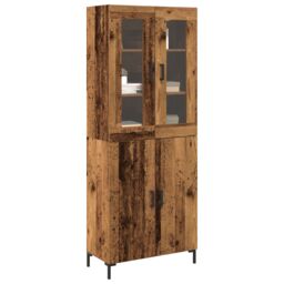 Berkfield Home Sideboard with Wall Cabinet Old Wood Engineered Wood in Brown - thumbnail 3