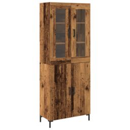 Berkfield Home Sideboard with Wall Cabinet Old Wood Engineered Wood in Brown - thumbnail 2