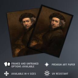 "Artery8 Self Portrait Artists Ageing Rembrandt Framed Wall Art Print in Brown - Size: W12"" x H16""" - thumbnail 2