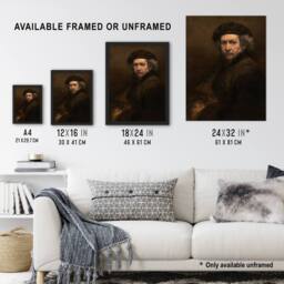 "Artery8 Self Portrait Artists Ageing Rembrandt Framed Wall Art Print in Brown - Size: W12"" x H16""" - thumbnail 3