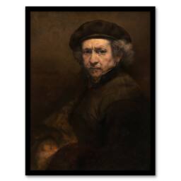 "Artery8 Self Portrait Artists Ageing Rembrandt Framed Wall Art Print in Brown - Size: W12"" x H16""" - thumbnail 1