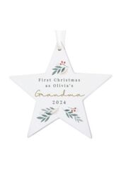 Personalised Memento Company Personalised Christmas Foliage Hanging Star Decoration in White - thumbnail 1