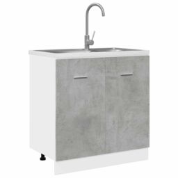 Berkfield Home Sink Bottom Cabinet Lyon Concrete Grey 80x46x81.5 cm Engineered Wood - thumbnail 4