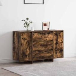 Berkfield Home Sideboard Smoked Oak 120x41x75 cm Engineered Wood in Brown - Size: 120 x 41 x 75 cm - thumbnail 2