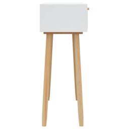 Berkfield Home Console Table White 80x30x75 cm Solid Wood Pine&Natural Rattan - Size: 80 x 30 x 75 cm - thumbnail 5