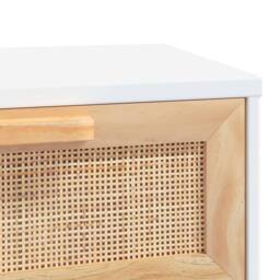 Berkfield Home Console Table White 80x30x75 cm Solid Wood Pine&Natural Rattan - Size: 80 x 30 x 75 cm - thumbnail 6