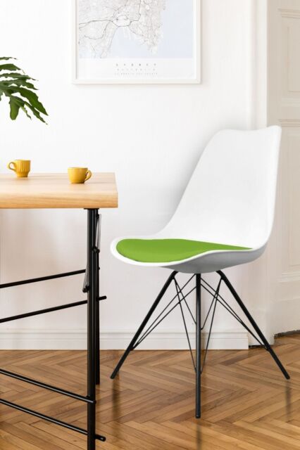 Fusion Living Soho Plastic Dining Chair with Black Metal Legs in Green - image 1