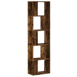 Berkfield Home Decorative Bookcase 5-Tier Smoked Oak 45x23.5x162.5 cm Engineered Wood in Brown - thumbnail 3