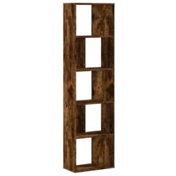 Berkfield Home Decorative Bookcase 5-Tier Smoked Oak 45x23.5x162.5 cm Engineered Wood in Brown - thumbnail 5