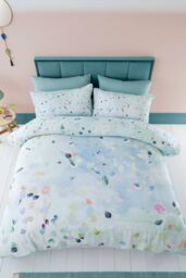 Appletree 'Alfresco' 100% Cotton Duvet Cover Set in Duck Egg Blue - Size: Double - thumbnail 5