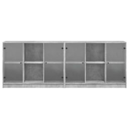 Berkfield Home Bookcase with Doors Concrete Grey 204x37x75 cm Engineered Wood - Size: 204 x 37 x 75 cm - thumbnail 6