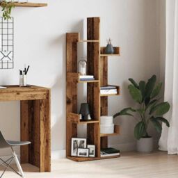 Berkfield Home Book Cabinet Old Wood 48x25.5x140 cm Engineered Wood in Brown - thumbnail 3