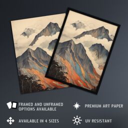 "Artery8 Wall Art Print Ben Nevis Fort William Scotland Landscape Watercolour Highlands Artwork Painting Art Framed in Black - Size: W12"" x H16""" - thumbnail 2