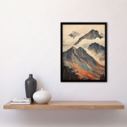 "Artery8 Wall Art Print Ben Nevis Fort William Scotland Landscape Watercolour Highlands Artwork Painting Art Framed in Black - Size: W12"" x H16""" - thumbnail 4